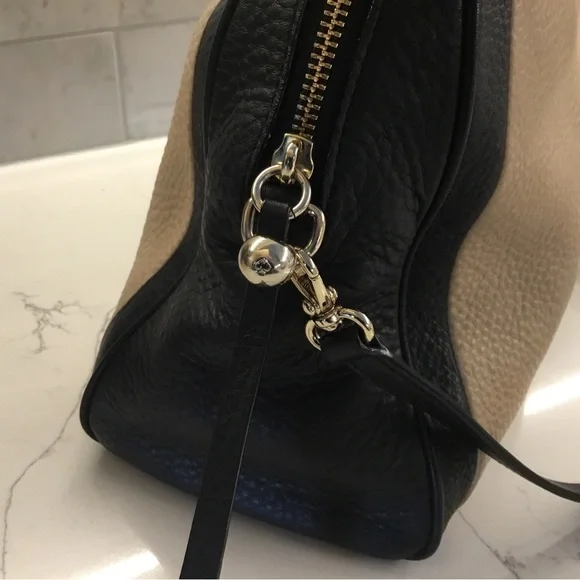 Kate Spade Pebbled Leather Black/Tan Crossbody Bag - Picture 6 of 13